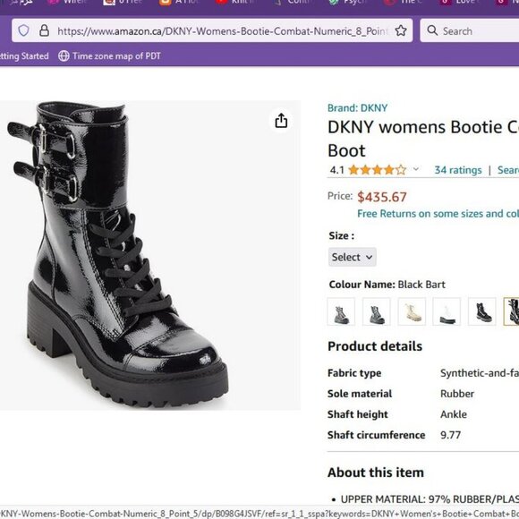 NEW DKNY Womens Bootie Combat Boots Moto Boots Patent Leather Black BART 6.5 - Picture 2 of 16